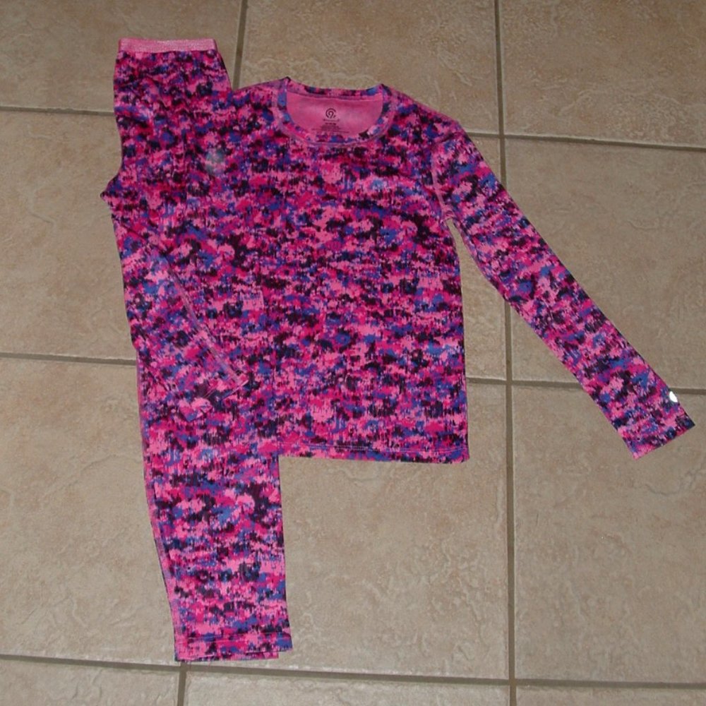 Girls Sz Medium Pink & Purple Stretchy Lightweight 2 Pc Lounge Pajama Set